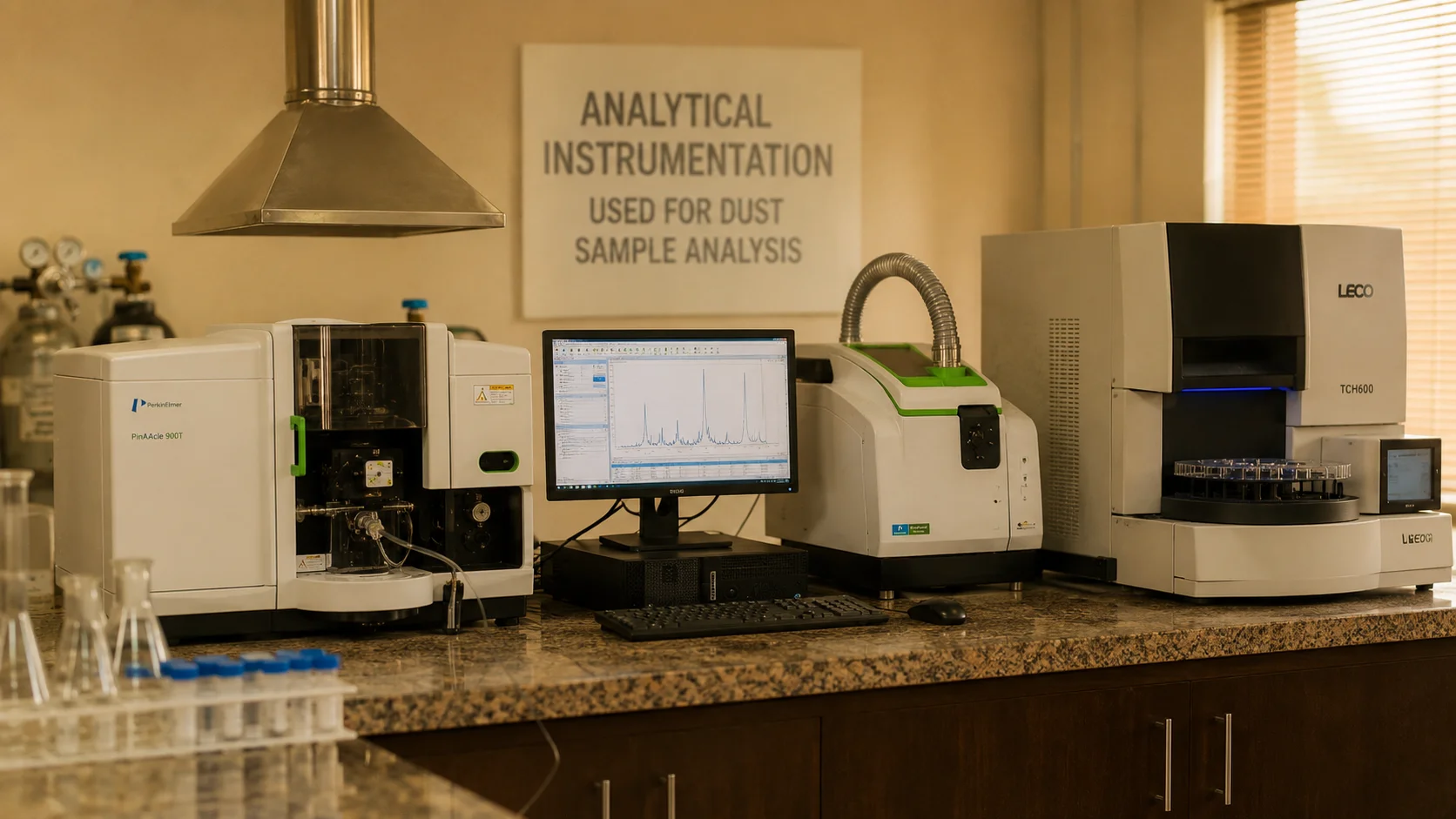 Analytical instrumentation used for dust sample analysis
